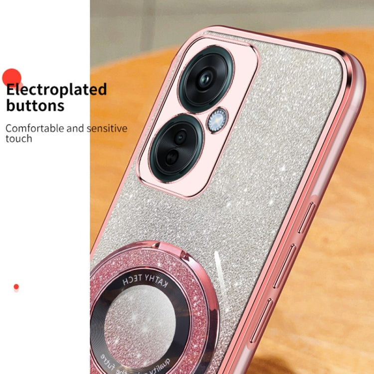 For OPPO K11X Plated Gradient Glitter Round Holder TPU Phone Case