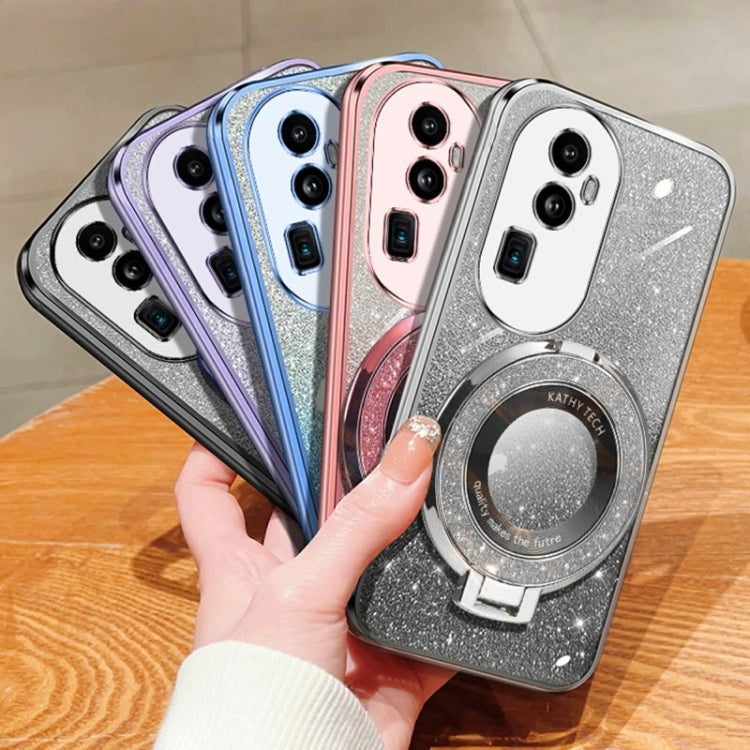 For OPPO Reno10 Pro+ Plated Gradient Glitter Round Holder TPU Phone Case