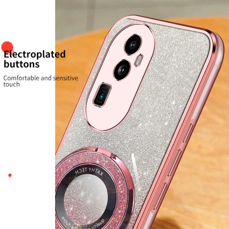 For OPPO Reno10 Pro+ Plated Gradient Glitter Round Holder TPU Phone Case