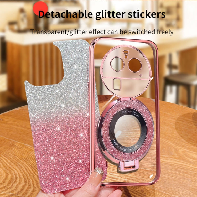 For OPPO Find X6 Pro Plated Gradient Glitter Round Holder TPU Phone Case