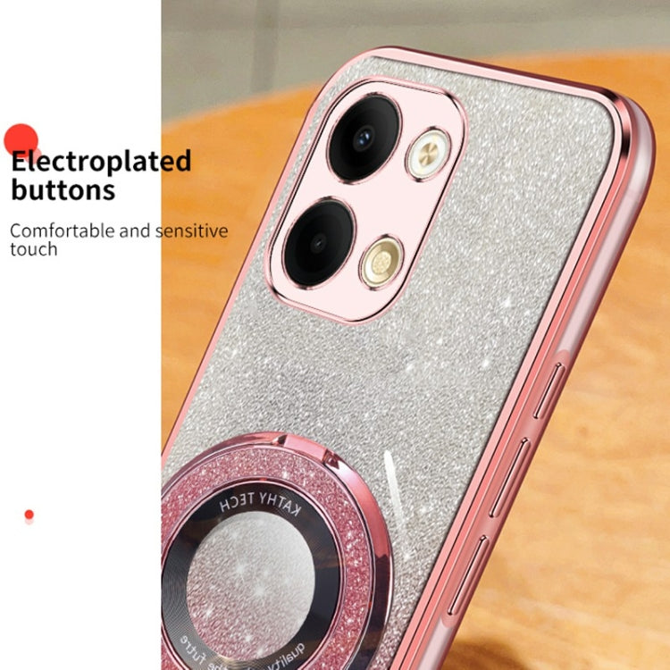 For OPPO Reno9 Plated Gradient Glitter Round Holder TPU Phone Case