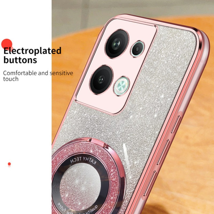 For OPPO Reno9 Pro+ Plated Gradient Glitter Round Holder TPU Phone Case