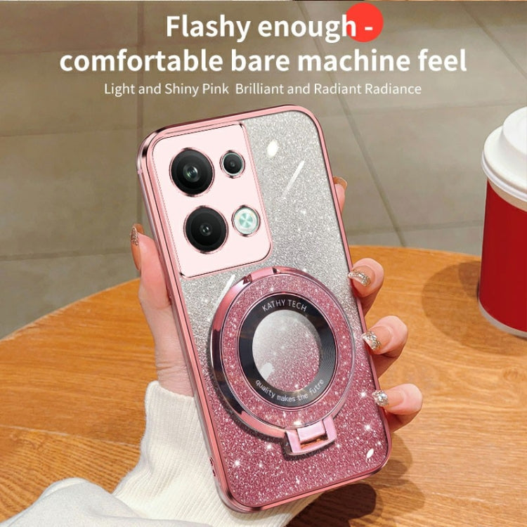 For OPPO Reno9 Pro+ Plated Gradient Glitter Round Holder TPU Phone Case