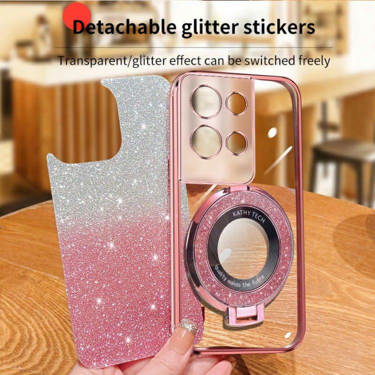 For OPPO Reno8 Pro+ Plated Gradient Glitter Round Holder TPU Phone Case