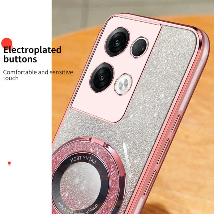 For OPPO Reno8 Pro+ Plated Gradient Glitter Round Holder TPU Phone Case