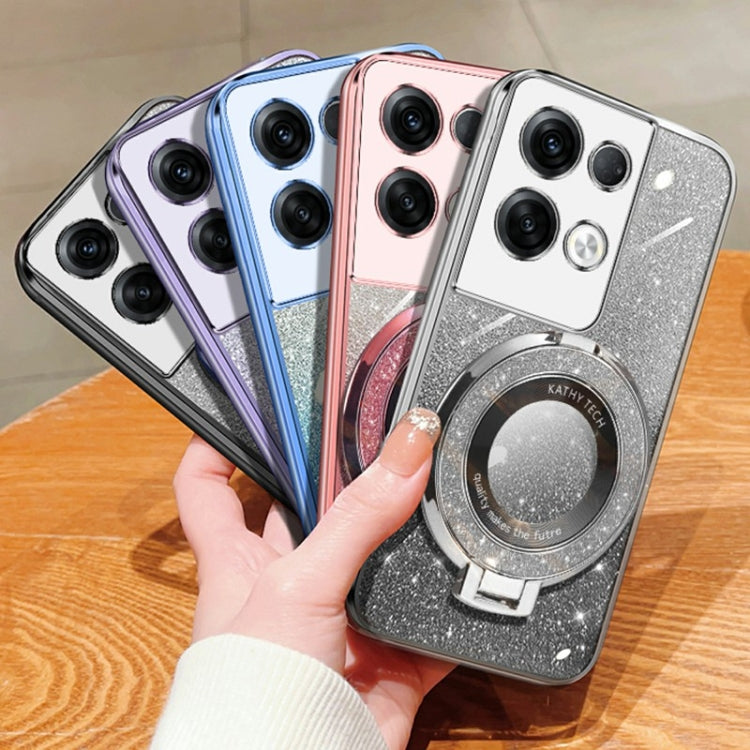 For OPPO Reno8 Pro+ Plated Gradient Glitter Round Holder TPU Phone Case