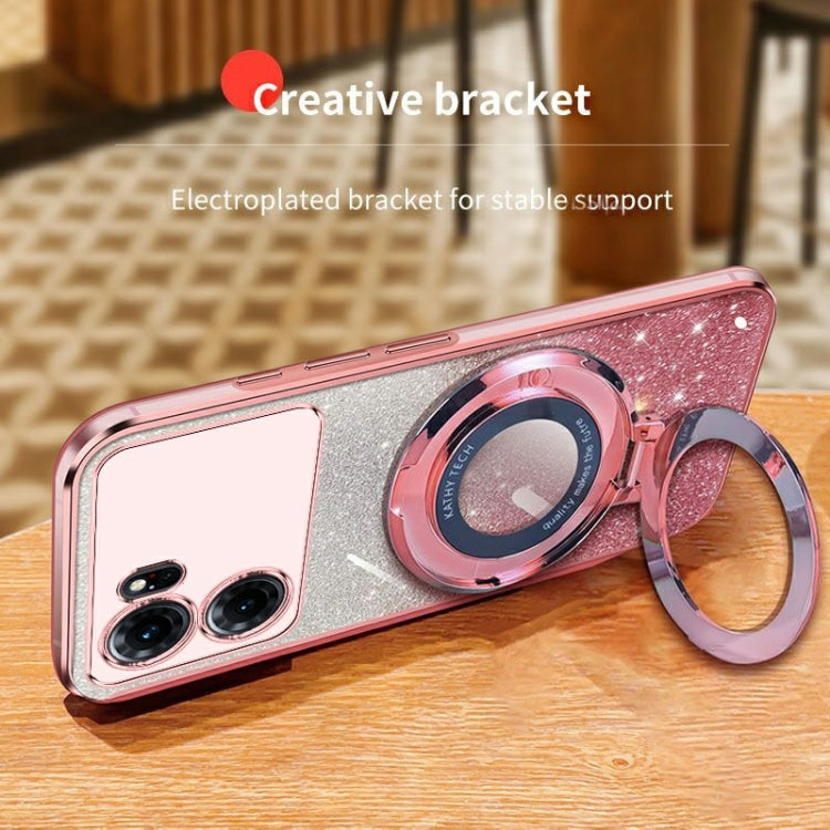 For OPPO K10 Plated Gradient Glitter Round Holder TPU Phone Case