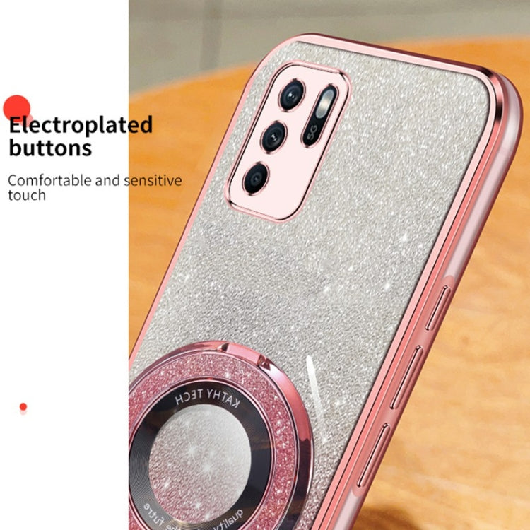 For OPPO Reno6 Z Plated Gradient Glitter Round Holder TPU Phone Case
