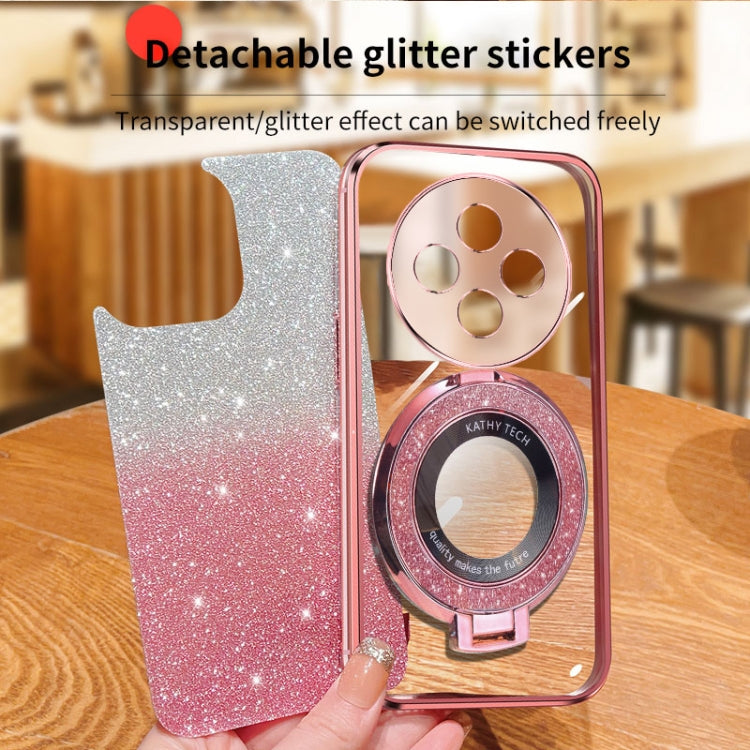For OPPO Reno12 F 4G Plated Gradient Glitter Round Holder TPU Phone Case