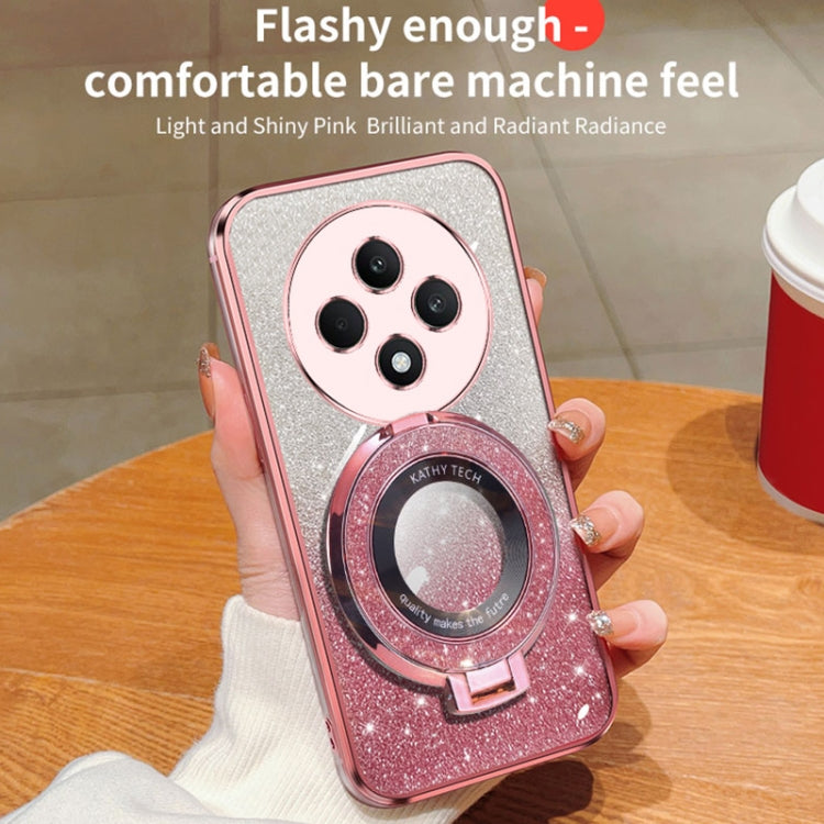 For OPPO Reno12 F 4G Plated Gradient Glitter Round Holder TPU Phone Case