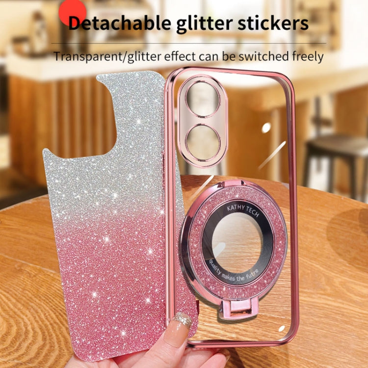 For OPPO A1 5G / A98 4G Plated Gradient Glitter Round Holder TPU Phone Case