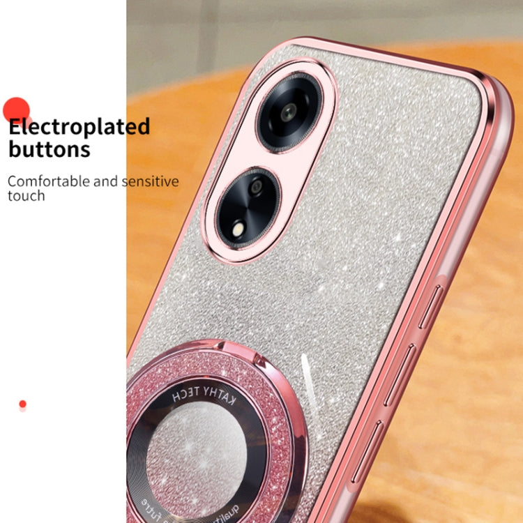 For OPPO A1 5G / A98 4G Plated Gradient Glitter Round Holder TPU Phone Case