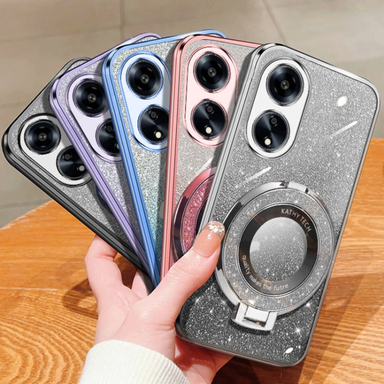 For OPPO A1 5G / A98 4G Plated Gradient Glitter Round Holder TPU Phone Case