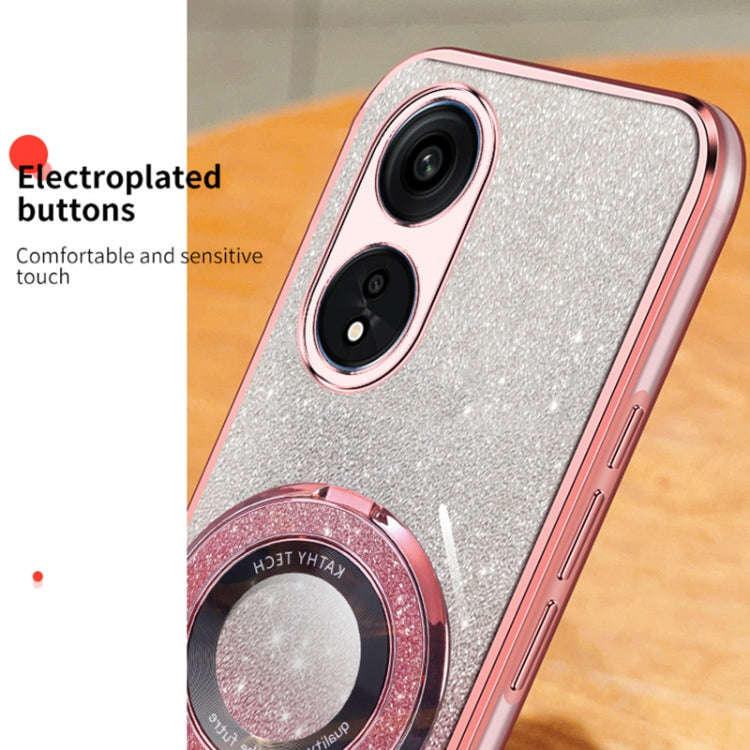 For OPPO A1 Pro / Reno8 T 5G Plated Gradient Glitter Round Holder TPU Phone Case