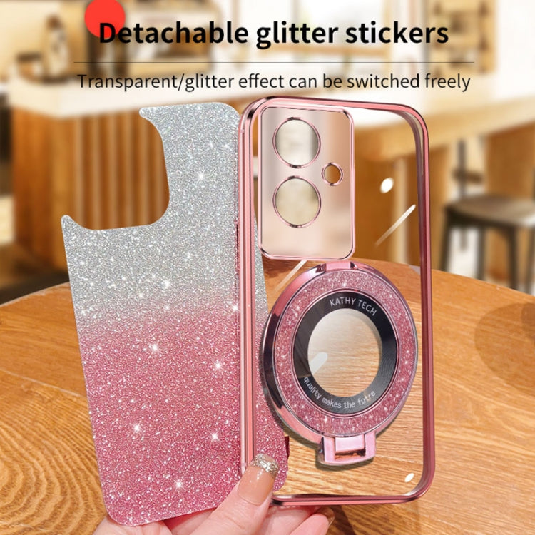 For OPPO A2 5G / A79 Plated Gradient Glitter Round Holder TPU Phone Case