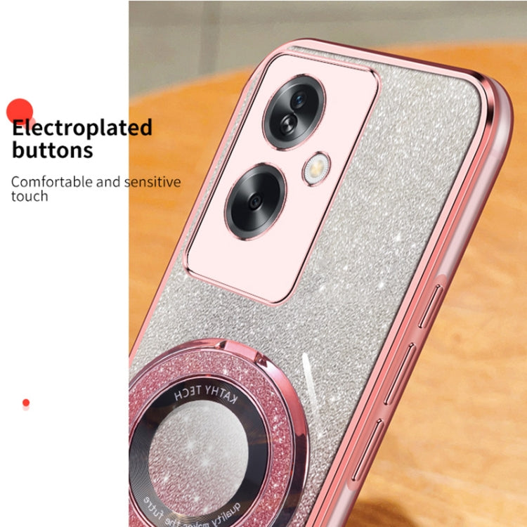 For OPPO A2 5G / A79 Plated Gradient Glitter Round Holder TPU Phone Case