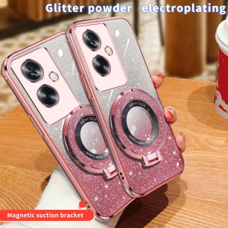 For OPPO A2 5G / A79 Plated Gradient Glitter Round Holder TPU Phone Case