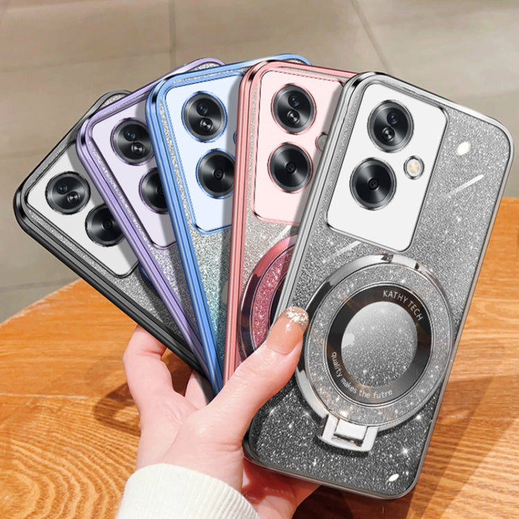 For OPPO A2 5G / A79 Plated Gradient Glitter Round Holder TPU Phone Case