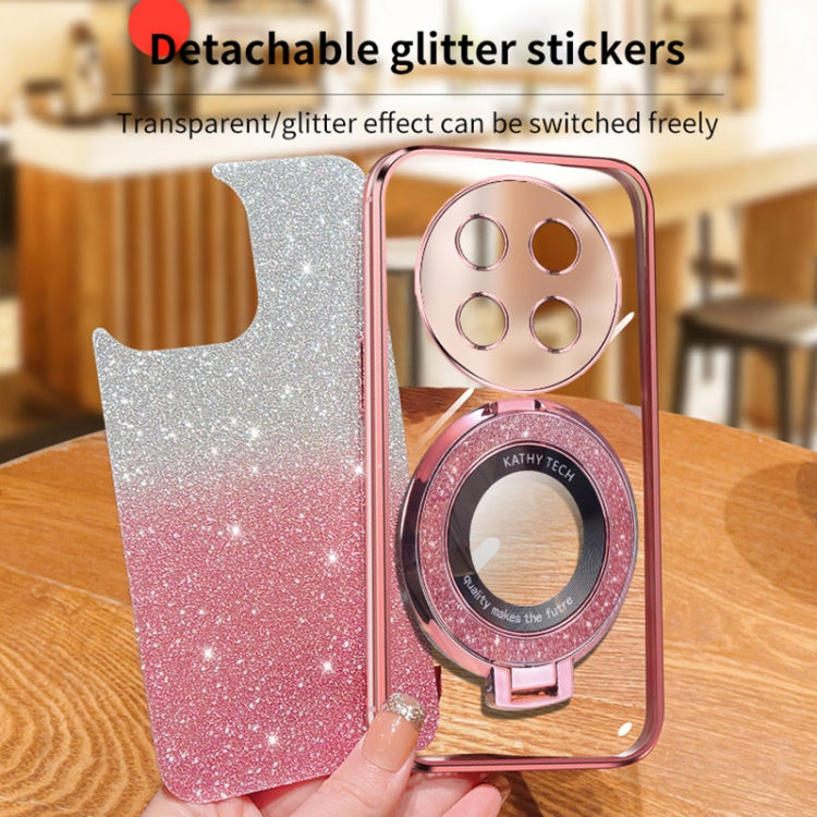 For OPPO A2 Pro Plated Gradient Glitter Round Holder TPU Phone Case