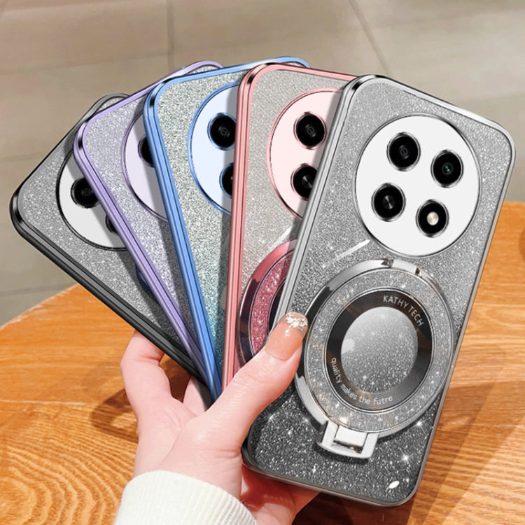 For OPPO A2 Pro Plated Gradient Glitter Round Holder TPU Phone Case