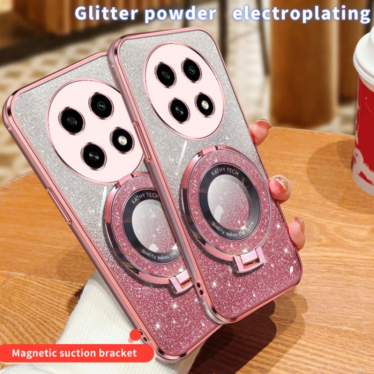 For OPPO A2 Pro Plated Gradient Glitter Round Holder TPU Phone Case