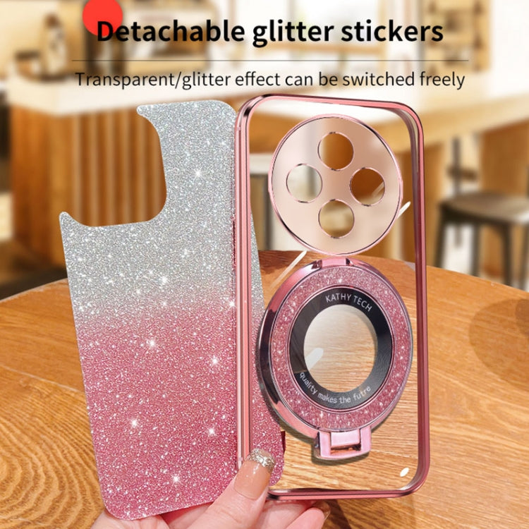 For OPPO A3 Pro Plated Gradient Glitter Round Holder TPU Phone Case