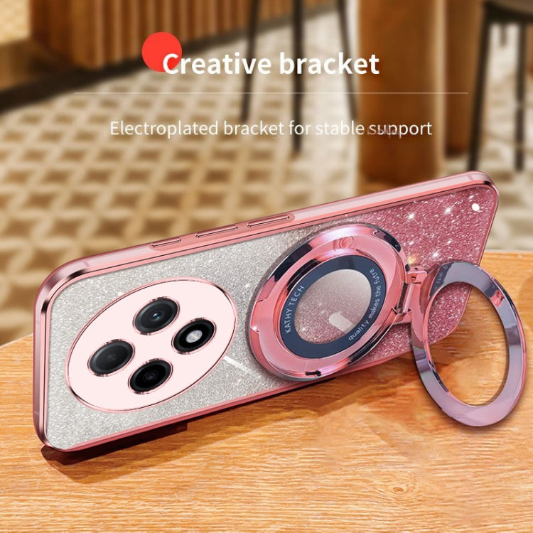 For OPPO A3 Pro Plated Gradient Glitter Round Holder TPU Phone Case