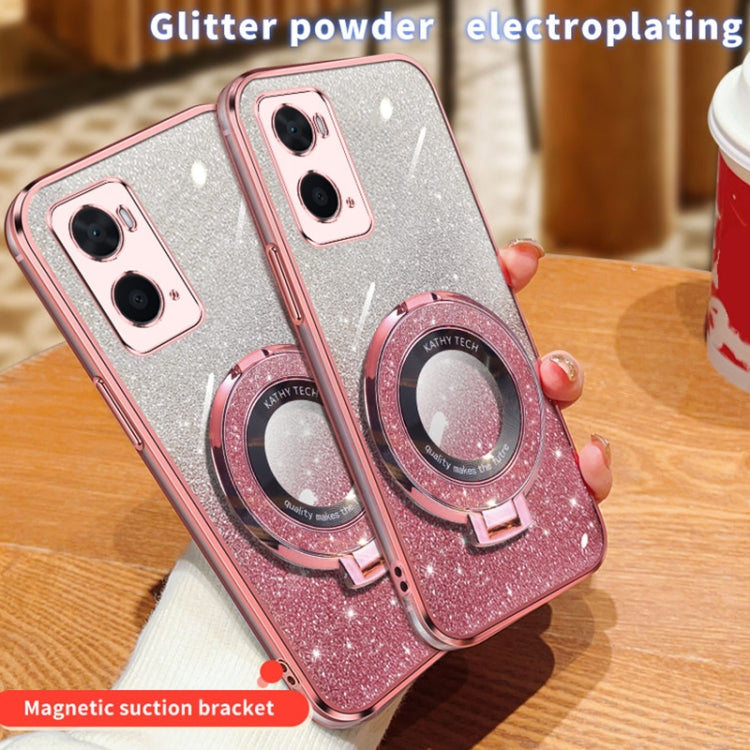 For OPPO A36 / A76 4G Plated Gradient Glitter Round Holder TPU Phone Case