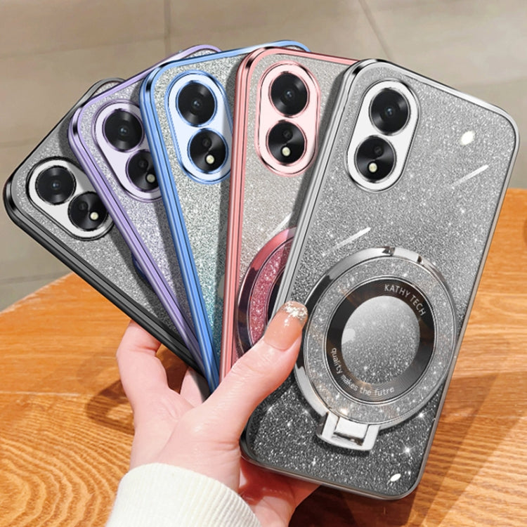 For OPPO A38 4G / A18 Plated Gradient Glitter Round Holder TPU Phone Case