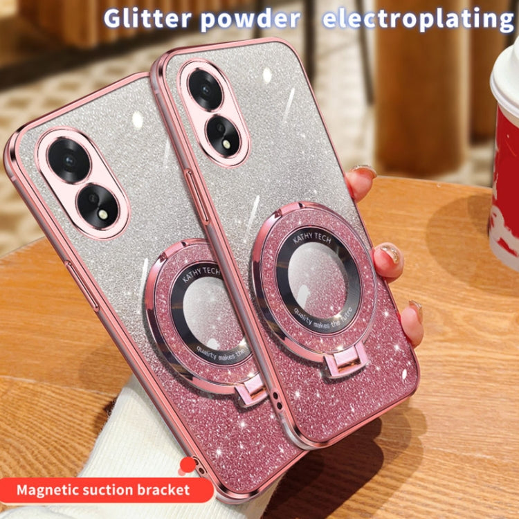 For OPPO A38 4G / A18 Plated Gradient Glitter Round Holder TPU Phone Case