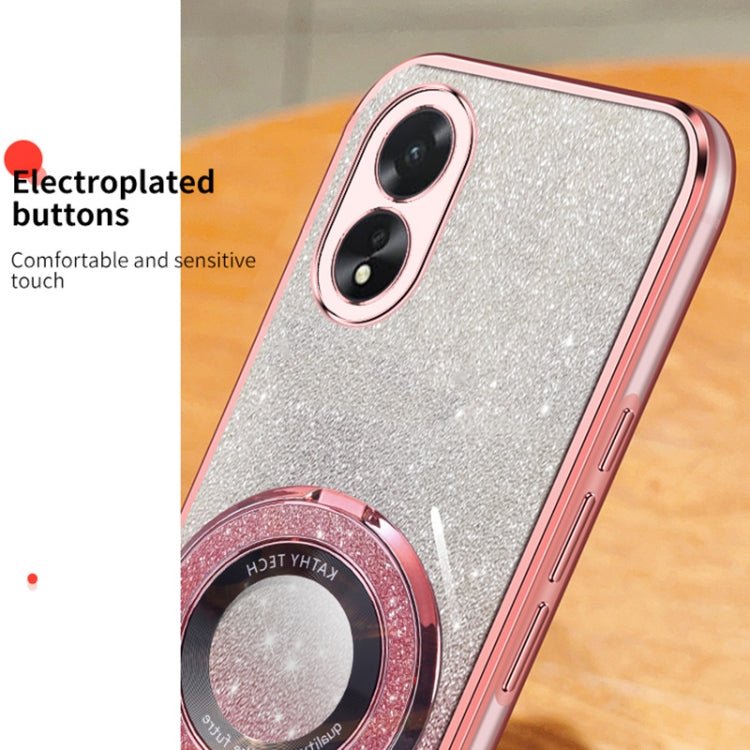 For OPPO A38 4G / A18 Plated Gradient Glitter Round Holder TPU Phone Case