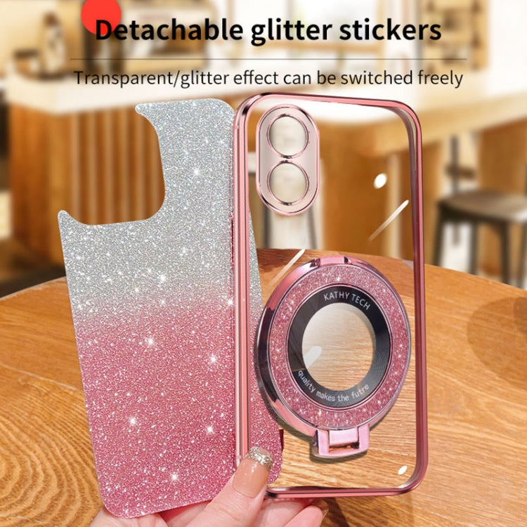 For OPPO A38 4G / A18 Plated Gradient Glitter Round Holder TPU Phone Case
