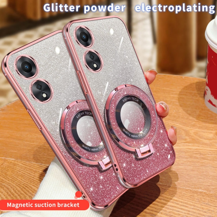 For OPPO A58x / A78 5G Plated Gradient Glitter Round Holder TPU Phone Case