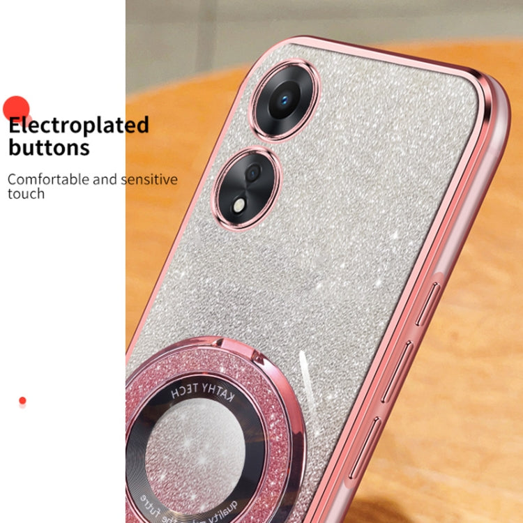 For OPPO A58x / A78 5G Plated Gradient Glitter Round Holder TPU Phone Case