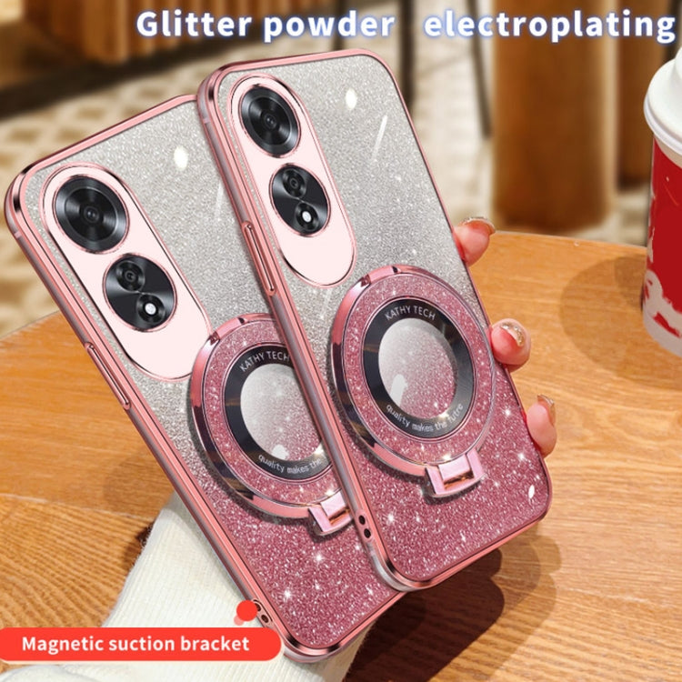 For OPPO A60 Plated Gradient Glitter Round Holder TPU Phone Case