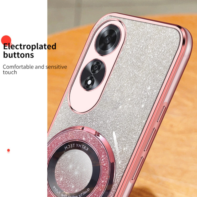 For OPPO A60 Plated Gradient Glitter Round Holder TPU Phone Case