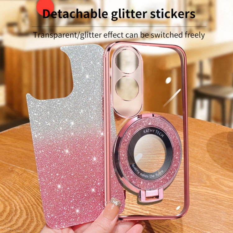 For OPPO A60 Plated Gradient Glitter Round Holder TPU Phone Case