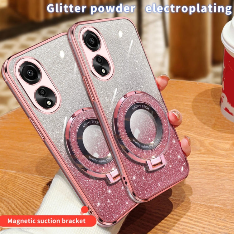 For OPPO A78 4G Plated Gradient Glitter Round Holder TPU Phone Case