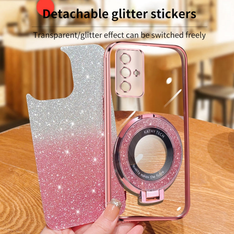 For OPPO A93s 5G Plated Gradient Glitter Round Holder TPU Phone Case