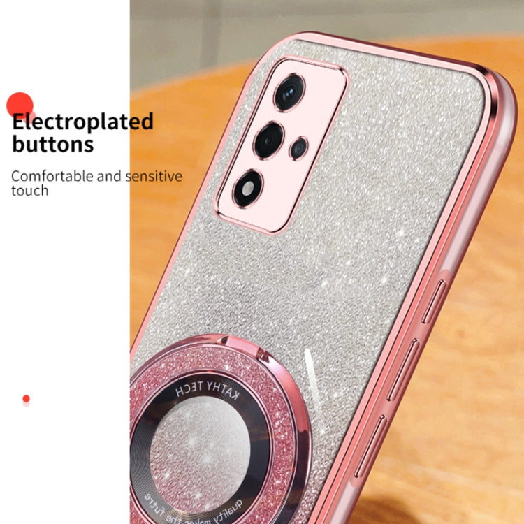 For OPPO A93s 5G Plated Gradient Glitter Round Holder TPU Phone Case