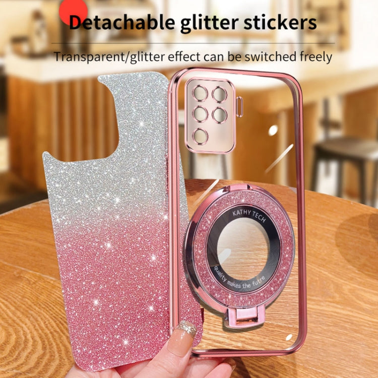 For OPPO A94 4G / Reno5 F Plated Gradient Glitter Round Holder TPU Phone Case