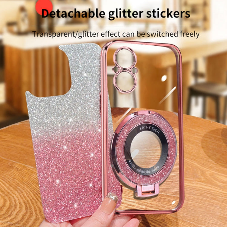 For OPPO A96 / Reno7 Z Plated Gradient Glitter Round Holder TPU Phone Case