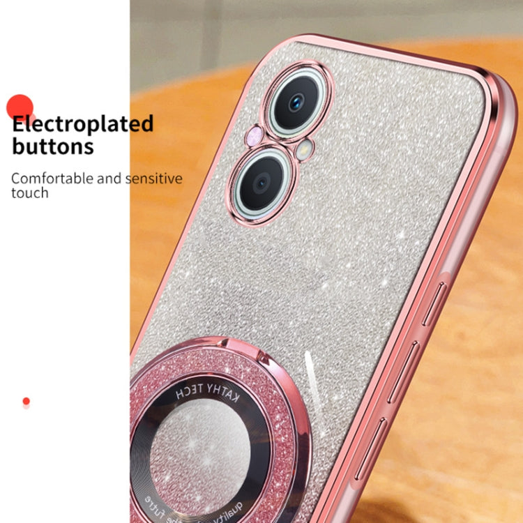For OPPO A96 / Reno7 Z Plated Gradient Glitter Round Holder TPU Phone Case