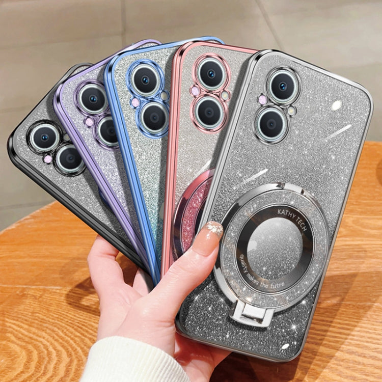 For OPPO A96 / Reno7 Z Plated Gradient Glitter Round Holder TPU Phone Case