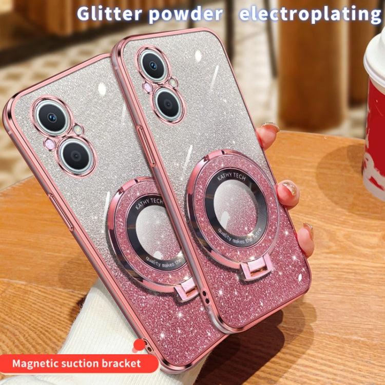 For OPPO A96 / Reno7 Z Plated Gradient Glitter Round Holder TPU Phone Case
