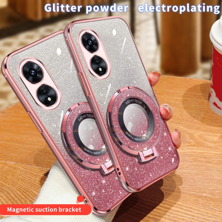 For OPPO A97 5G Plated Gradient Glitter Round Holder TPU Phone Case