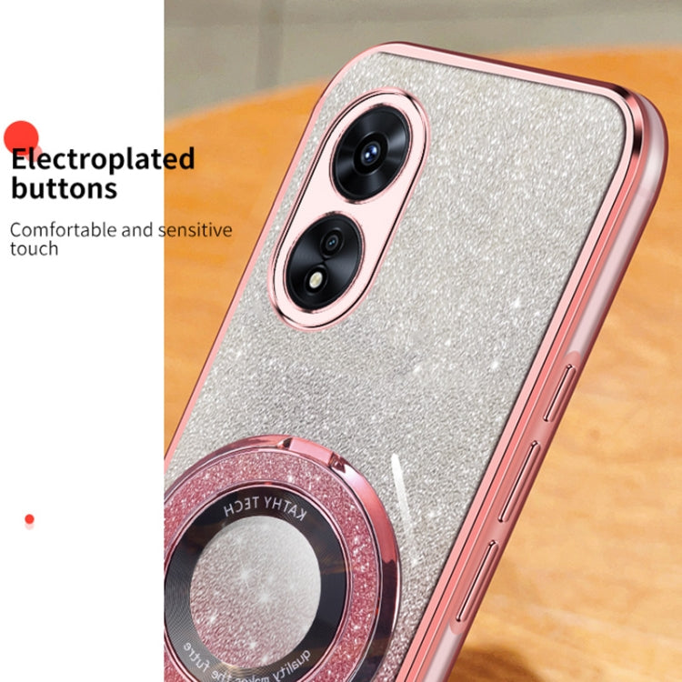 For OPPO A97 5G Plated Gradient Glitter Round Holder TPU Phone Case