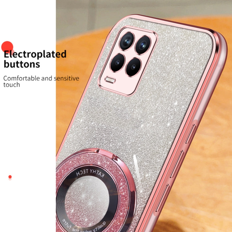 For Realme 8 4G / 8 Pro Plated Gradient Glitter Round Holder TPU Phone Case