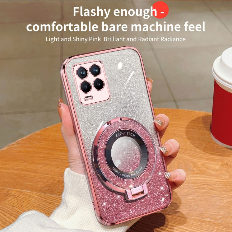 For Realme 8 4G / 8 Pro Plated Gradient Glitter Round Holder TPU Phone Case
