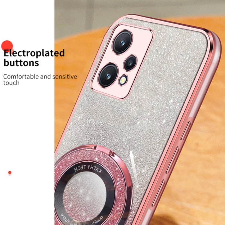 For Realme 9 Pro+ Plated Gradient Glitter Round Holder TPU Phone Case